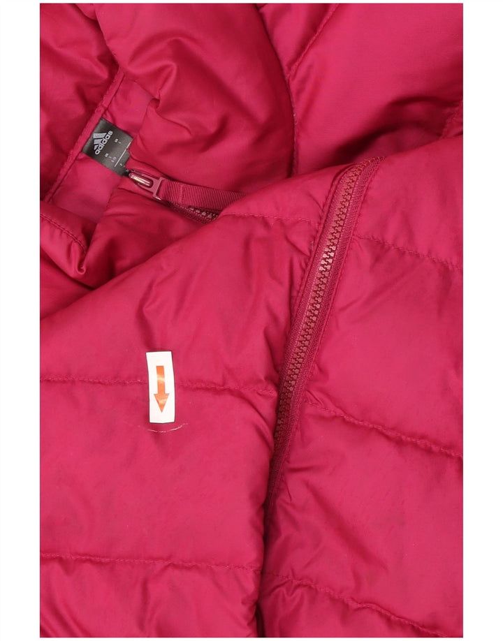 Jaqueta acolchoada feminina Adidas UK 8/10 poliéster rosa pequeno