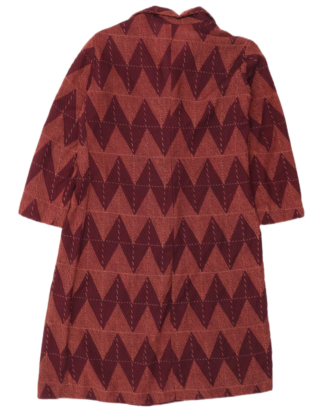 Vestido básico feminino vintage manga 3/4 Reino Unido 12 médio Borgonha Chevron