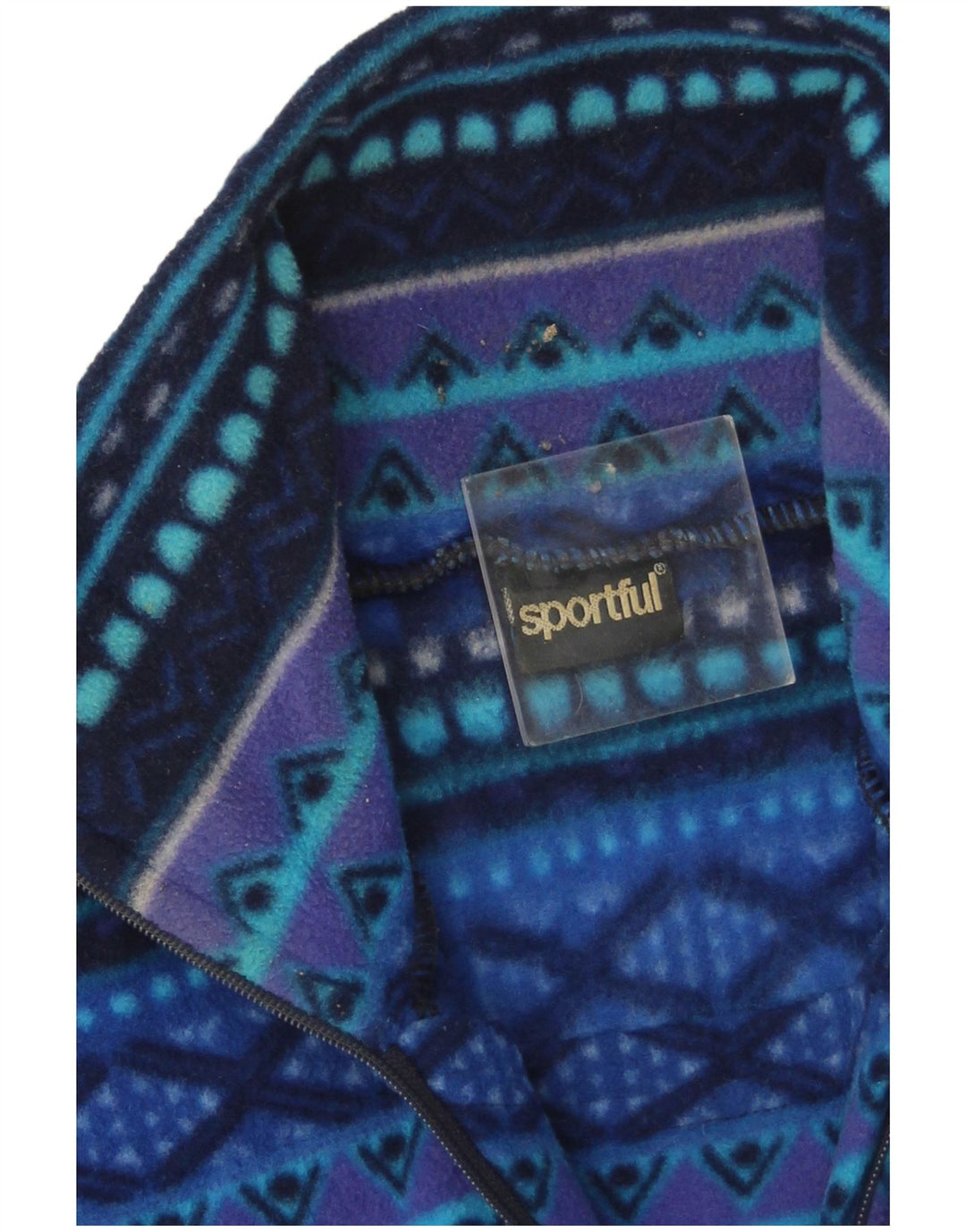 Sportful masculino com zíper e gola em ponte de lã IT 50 poliéster geométrico azul médio