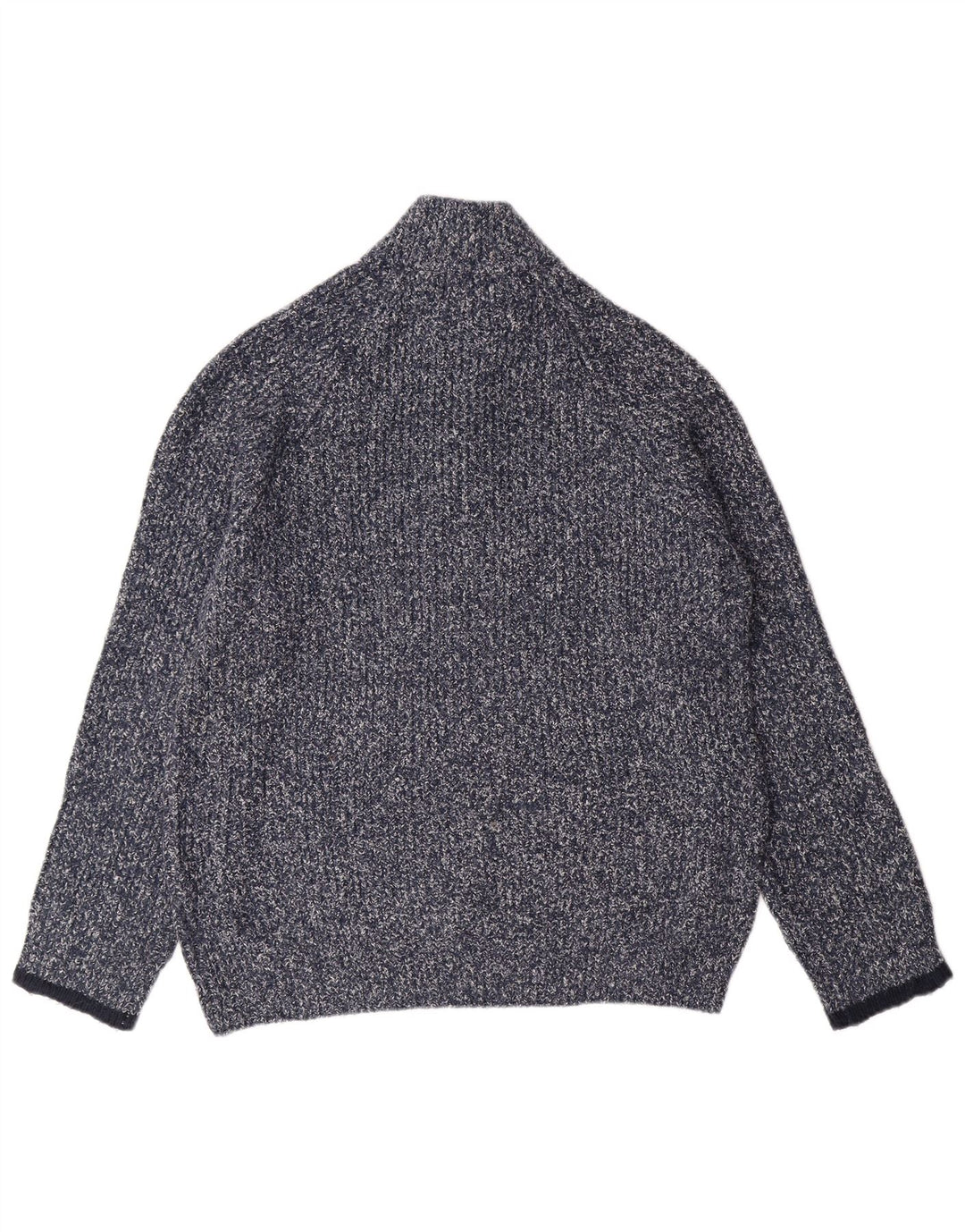 Suéter masculino MARKS & SPENCER com zíper e gola grande clássico azul manchado