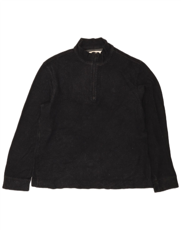 Suéter masculino Calvin Klein com zíper e gola em algodão preto médio