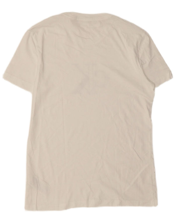 Camiseta masculina Calvin Klein Jeans com estampa gráfica grande de algodão branco