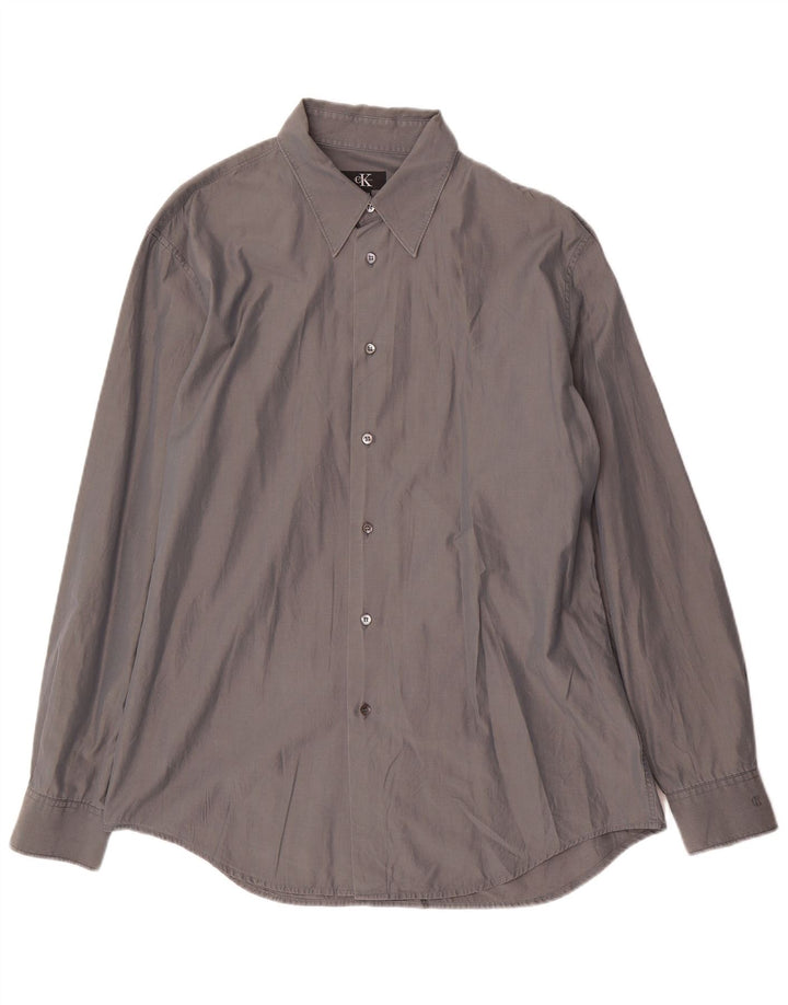 Camisa masculina Calvin Klein tamanho 43 grande algodão cinza