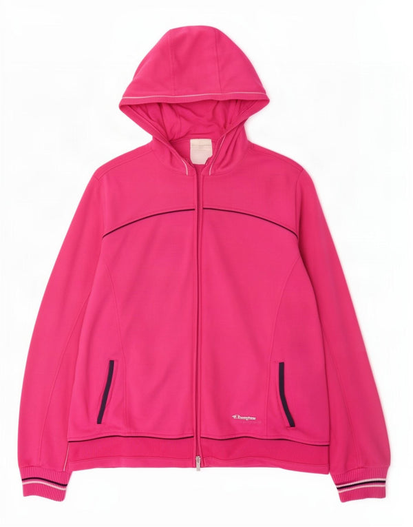 Suéter feminino Champion com capuz e zíper fácil UK 18 XL algodão rosa