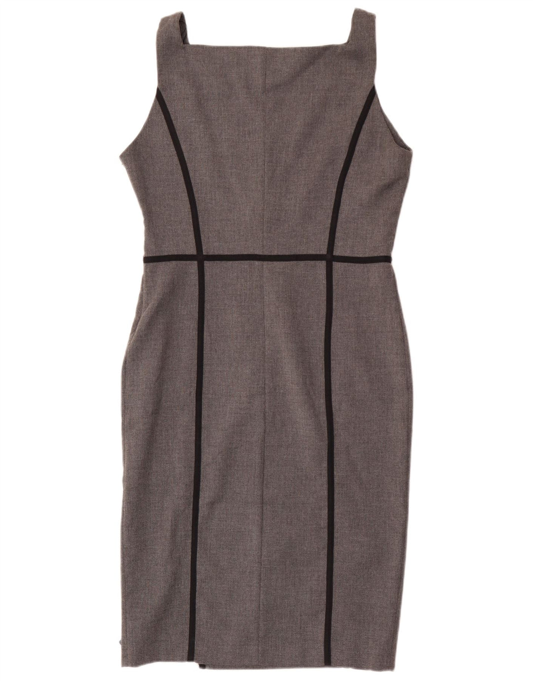 Vestido feminino Zara com bainha sem mangas UK 14 grande poliéster cinza