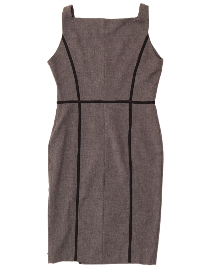 Vestido feminino Zara com bainha sem mangas UK 14 grande poliéster cinza