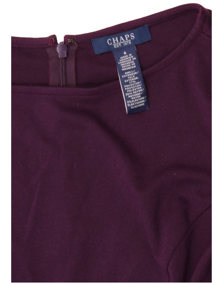 Vestido feminino Chaps manga 3/4 com bainha US 4 pequeno roxo poliéster