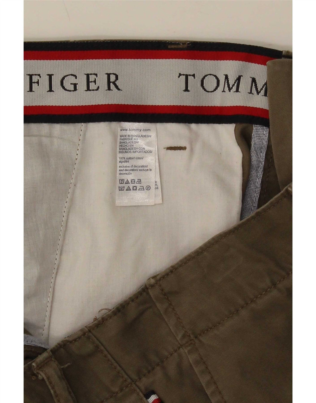 Shorts cargo masculino Tommy Hilfiger W36 grande algodão cáqui