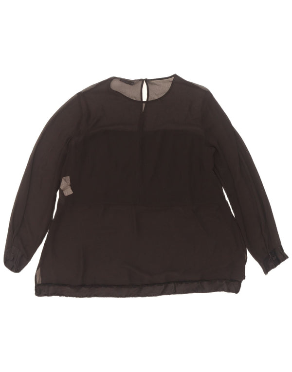 Blusa feminina de manga comprida Zara Top UK 10 pequeno poliéster preto