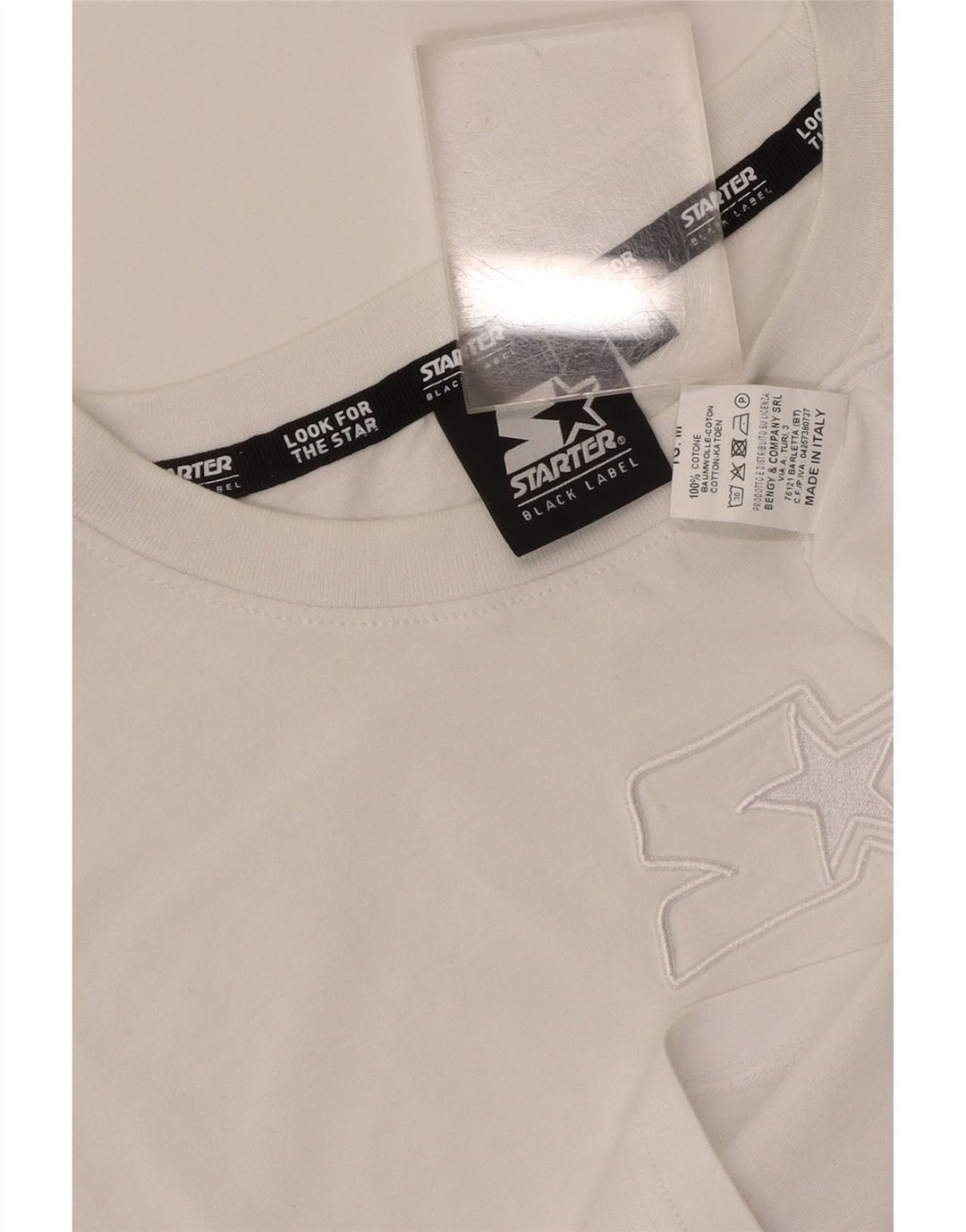 Camiseta feminina gráfica Starter Top UK 14 algodão branco médio