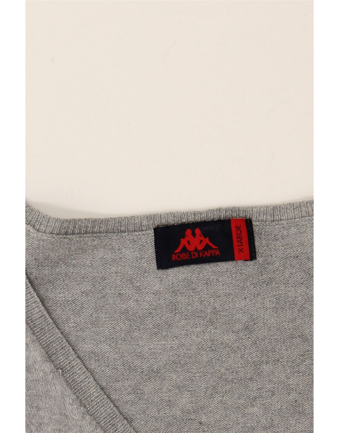 KAPPA Womens V-Neck Jumper Sweater UK 18 XL Grey Cotton Vintage Kappa and Second-Hand Kappa from Messina Hembry 
