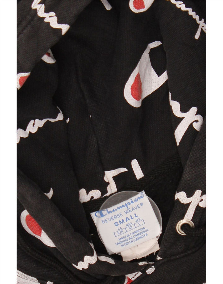 CHAMPION Suéter masculino com capuz gráfico de tecelagem reversa pequeno algodão preto