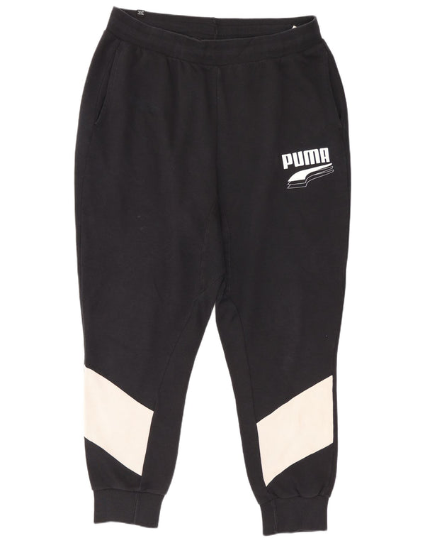 Calça de treino masculina Puma Joggers XL preto colorblock algodão esportivo