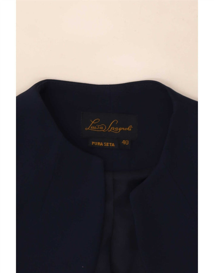 Luisa Spagnoli Jaqueta Bolero Feminina Manga 3/4 Aberta IT 40 Pequeno Azul Marinho