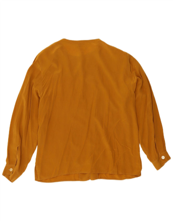 Blusa feminina Marella UK 12 seda marrom médio