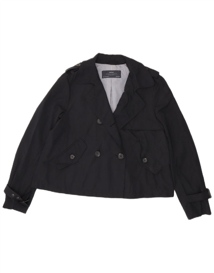 Zara Womens Pea Coat UK 14 Médio Azul Marinho Poliéster