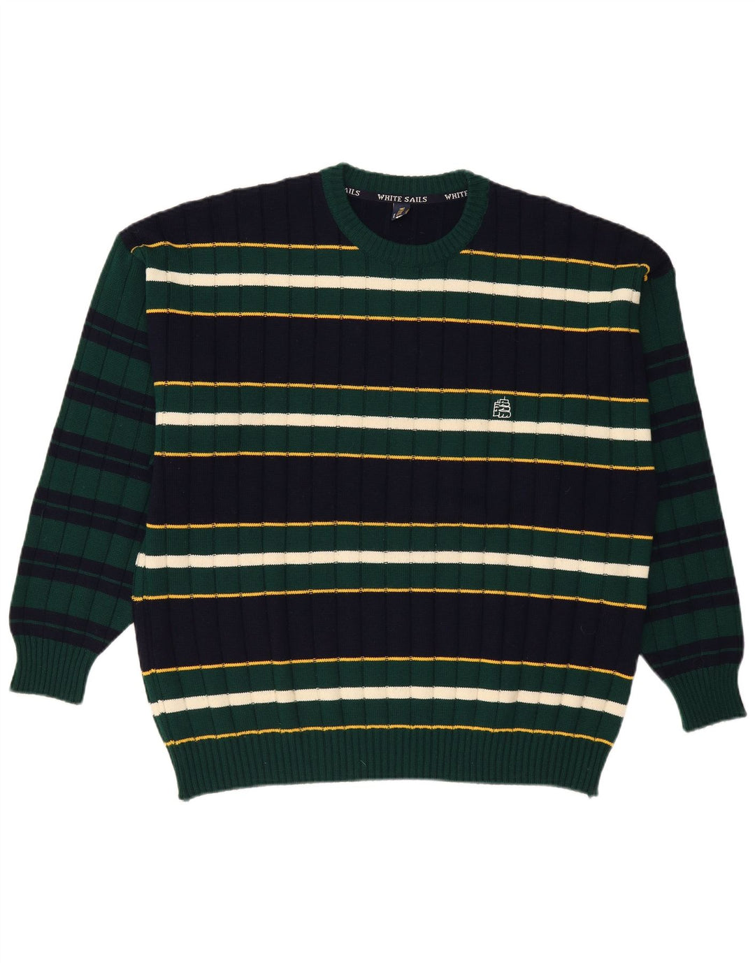 Suéter masculino branco Sails com gola redonda 2XL listrado azul marinho