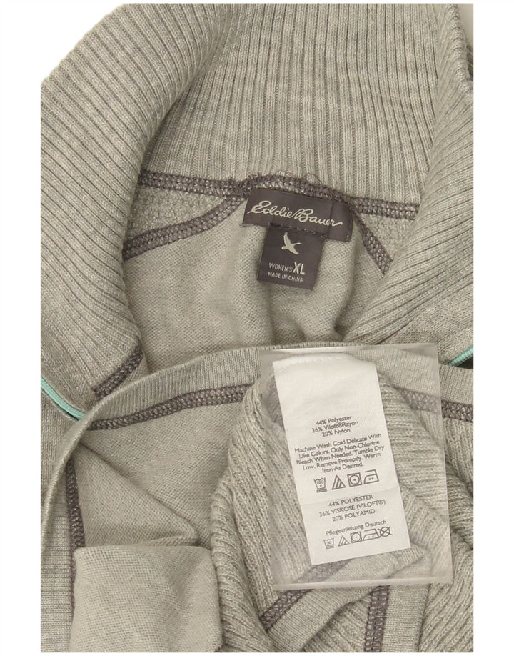 EDDIE BAUER Suéter feminino com zíper e gola em poliéster UK 18 XL cinza poliéster