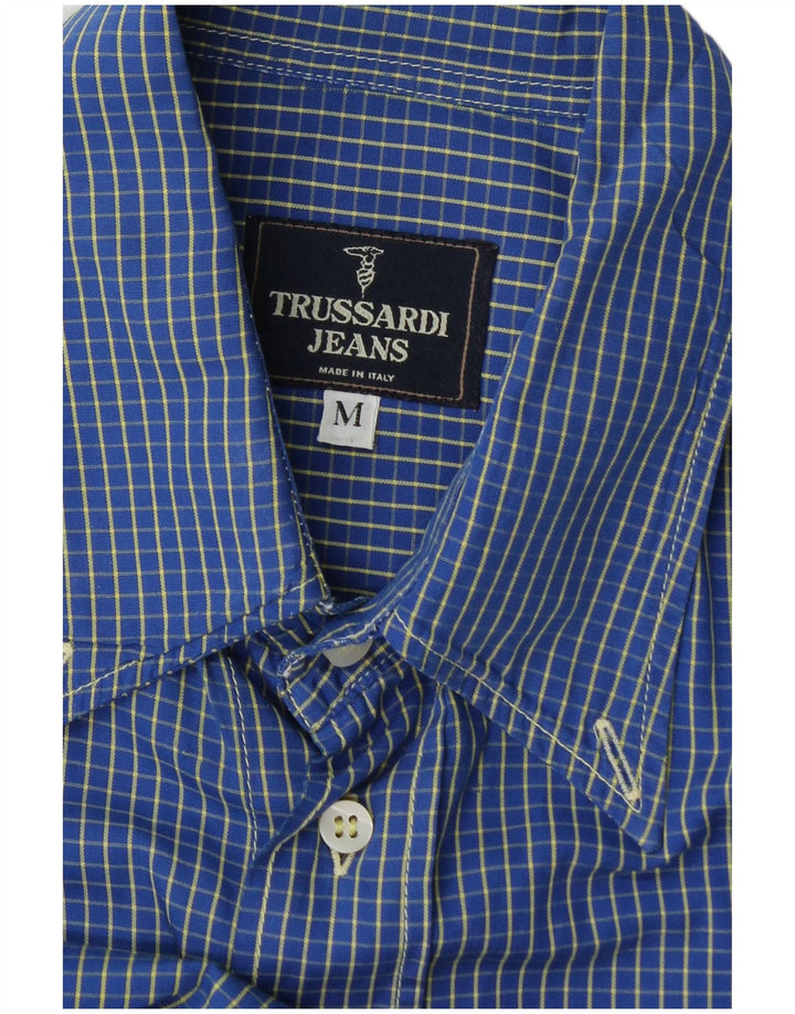 Camisa masculina de flanela Trussardi Jeans xadrez azul médio