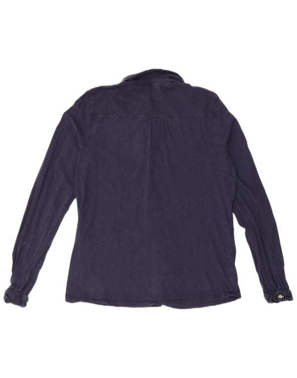 Camisa feminina White Stuff UK 12 algodão azul marinho médio