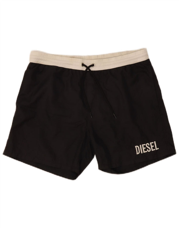 Shorts de natação masculino diesel grande poliéster colorblock preto