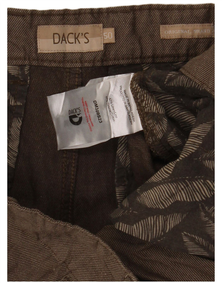 Dack's Mens Chino Shorts IT 50 Grande W34 Verde Riscas de Linho