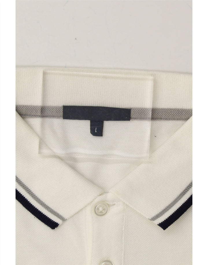 TRUSSARDI JEANS Mens Polo Shirt Large White Cotton Vintage Trussardi Jeans and Second-Hand Trussardi Jeans from Messina Hembry 