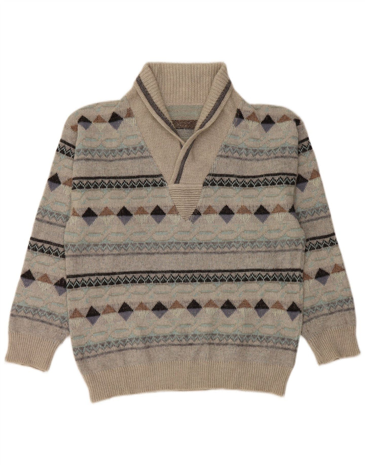 Suéter masculino vintage com gola xale IT 50 cinza médio Argyle/Diamante