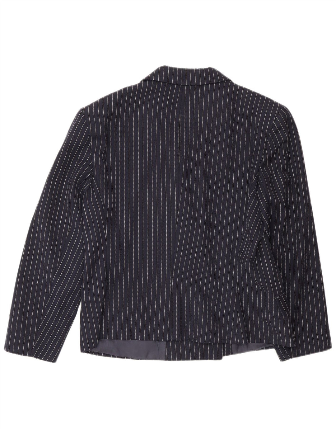 Jaqueta blazer feminina vintage com peito duplo IT 48 XL risca de giz azul marinho