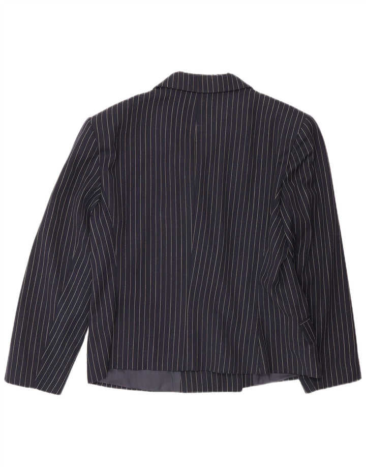 Jaqueta blazer feminina vintage com peito duplo IT 48 XL risca de giz azul marinho