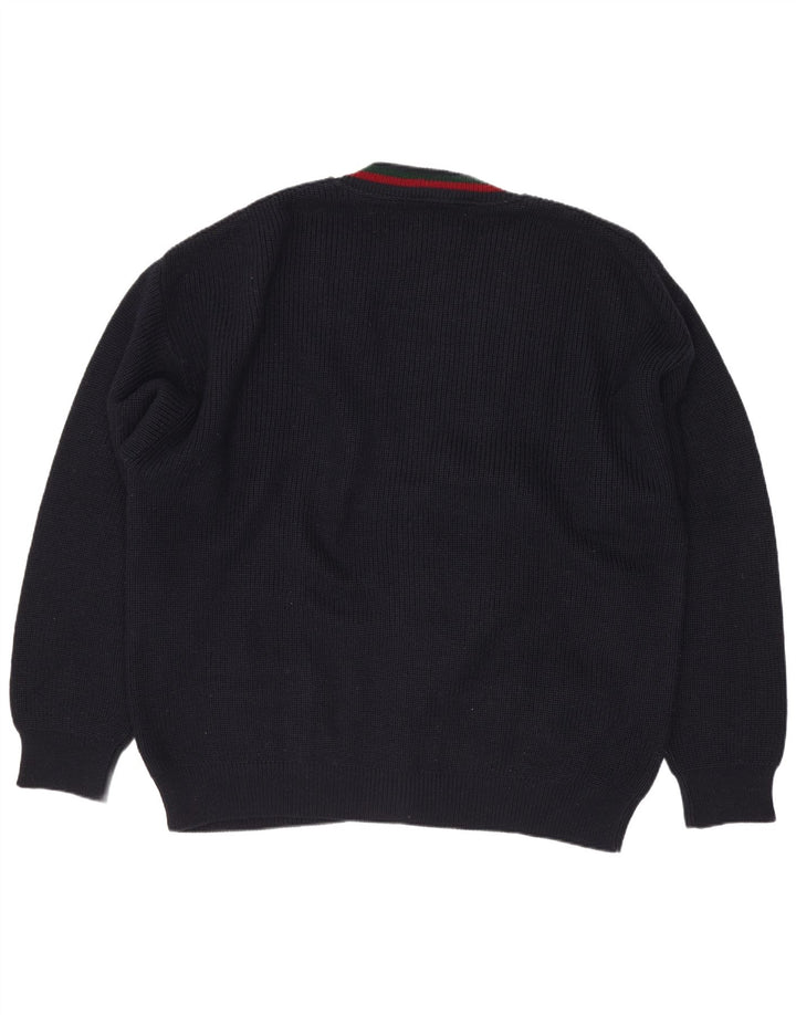 Il Granchio Suéter Cardigan Masculino XL Lã Geométrica Azul Marinho