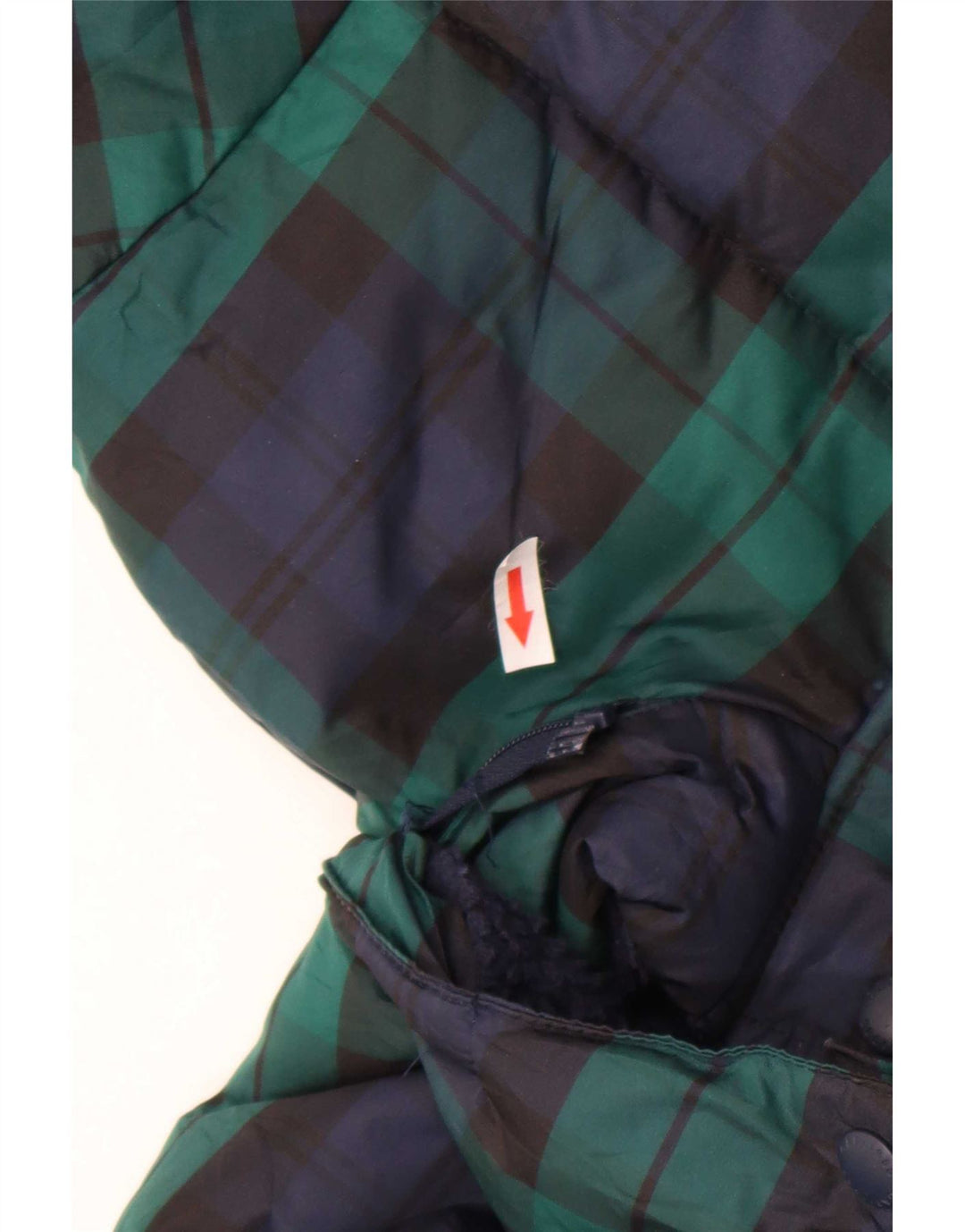 Jaqueta acolchoada com capuz Gap Boys 13-14 anos 2XL poliéster xadrez azul marinho