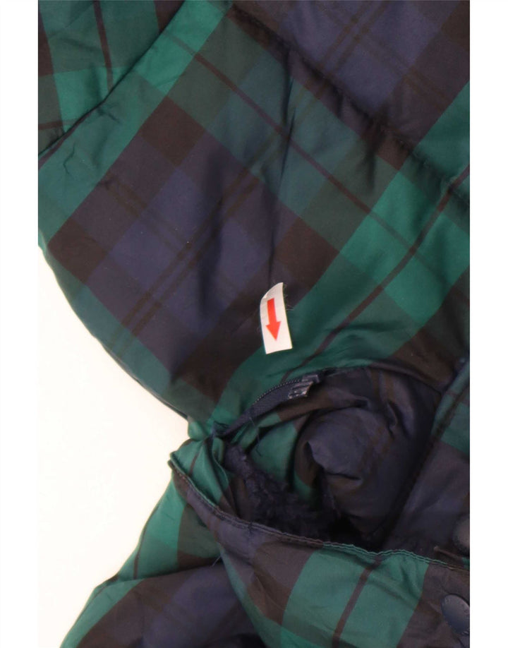 Jaqueta acolchoada com capuz Gap Boys 13-14 anos 2XL poliéster xadrez azul marinho