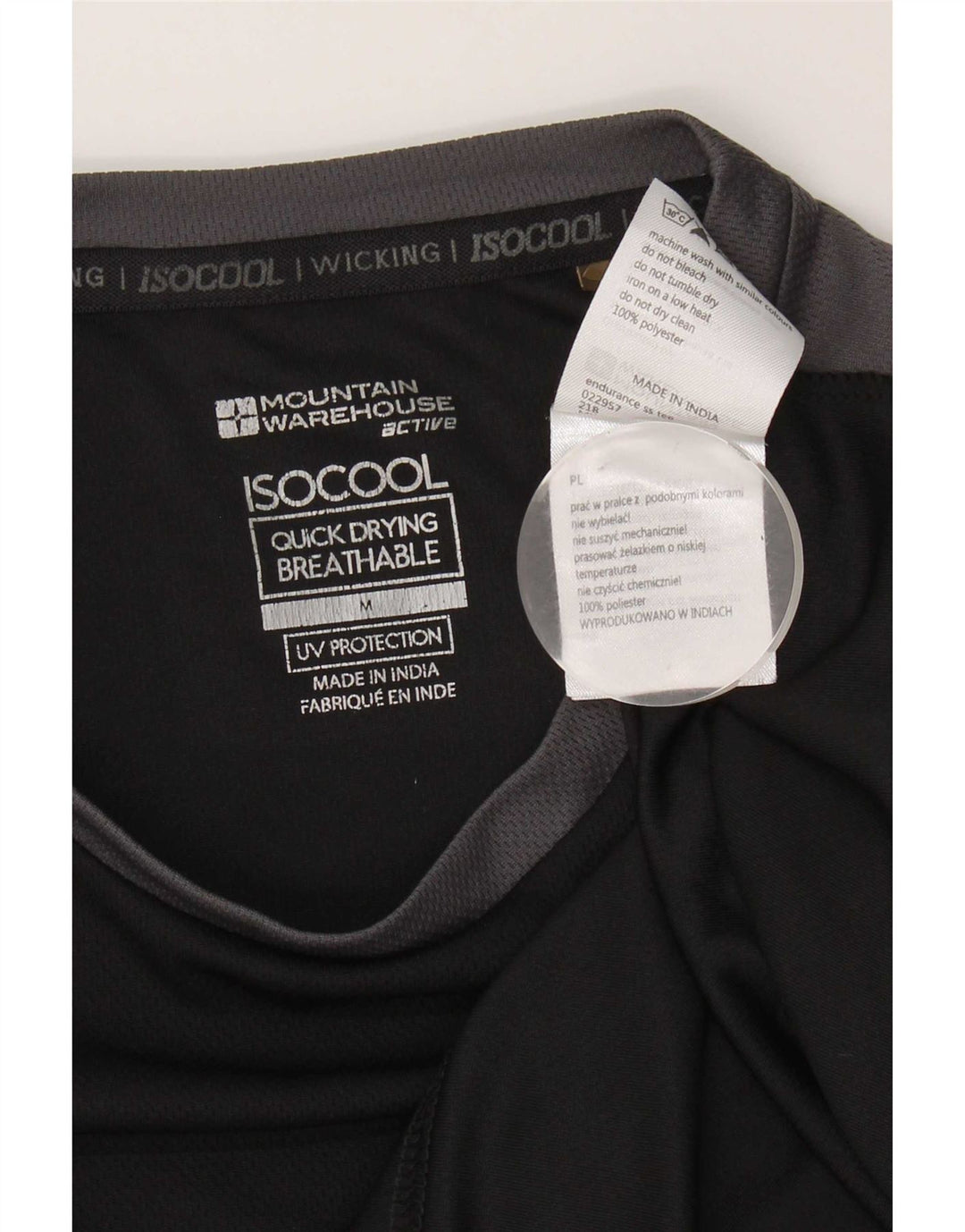 Camiseta masculina Mountain Warehouse Top médio preto colorblock poliéster