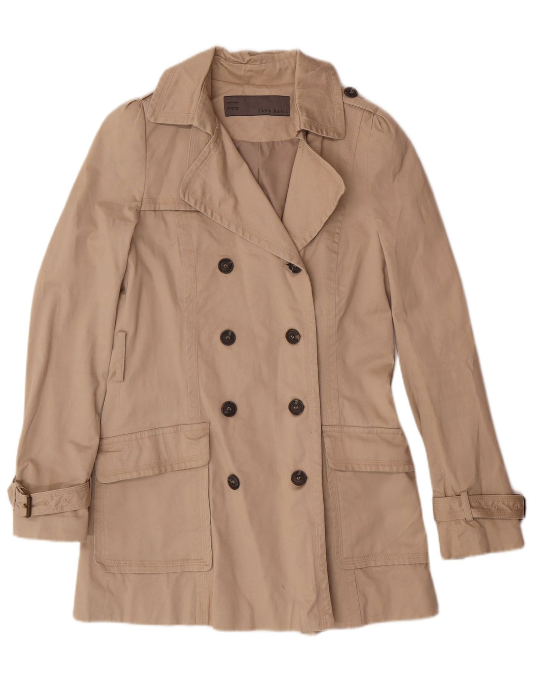ZARA Womens Trench Coat UK 10 Pequeno Algodão Bege