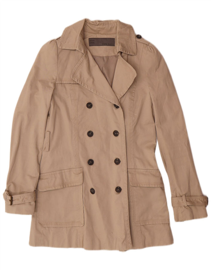 ZARA Womens Trench Coat UK 10 Pequeno Algodão Bege