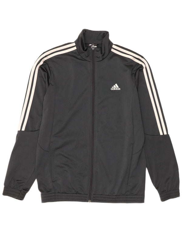 Adidas Mens Tracksuit Top Jacket UK 40/42 Poliéster Cinza Médio