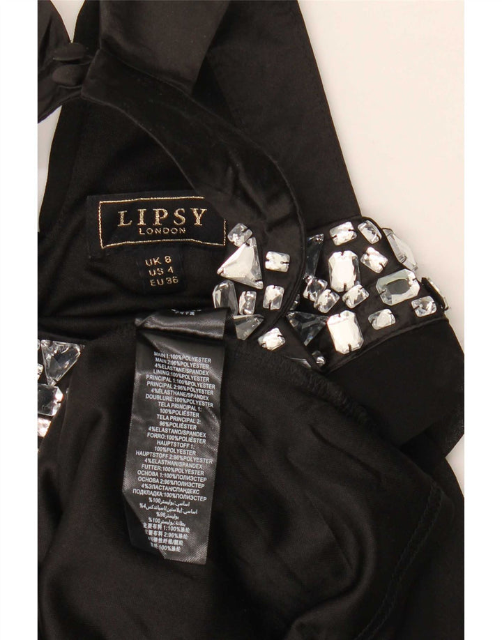 Vestido frente única feminino Lipsy UK 8 pequeno poliéster preto