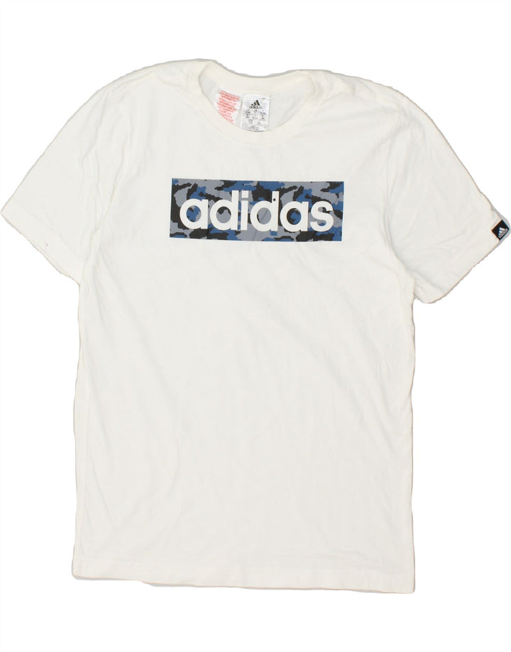 ADIDAS Girls Graphic T-Shirt Top 13-14 Years White Cotton Vintage Adidas and Second-Hand Adidas from Messina Hembry 
