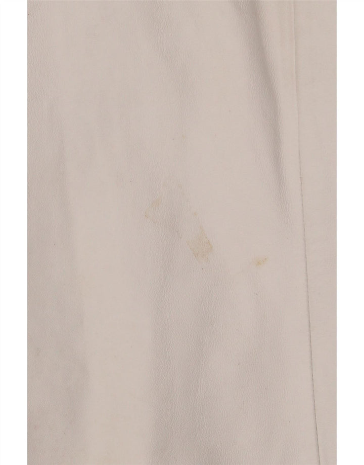 Jaqueta feminina de couro para motociclista Arlen Ness Reino Unido 18 XL em couro branco