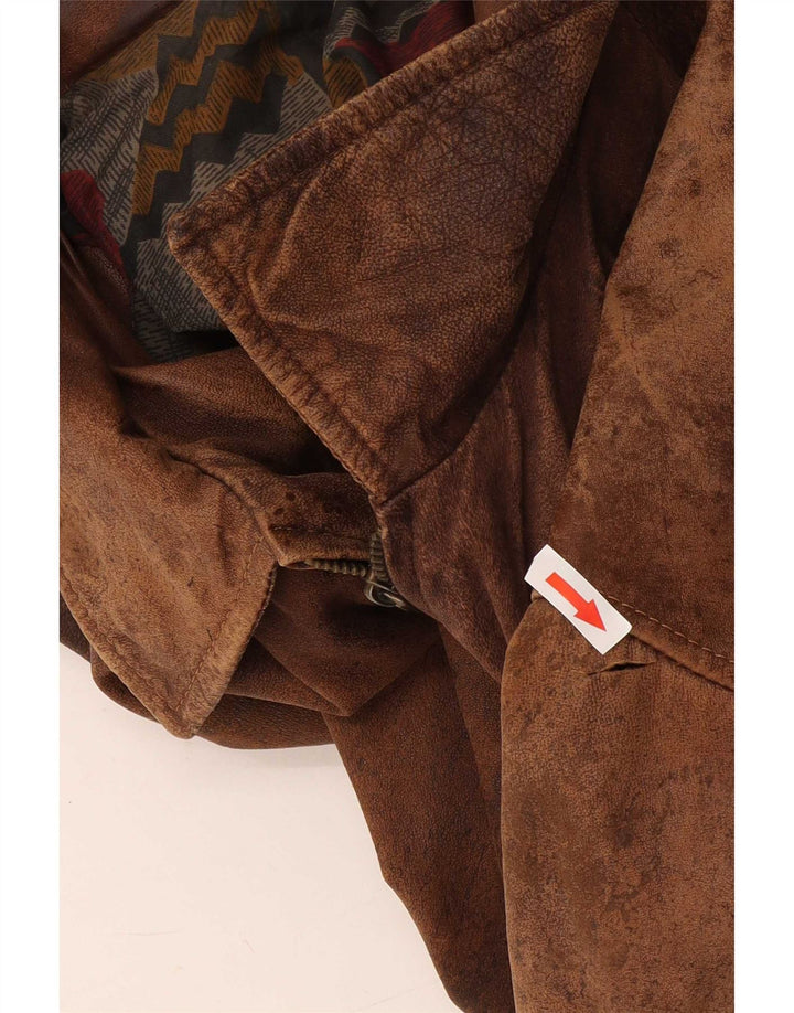 Jaqueta de couro masculina vintage UK 44 2XL couro marrom