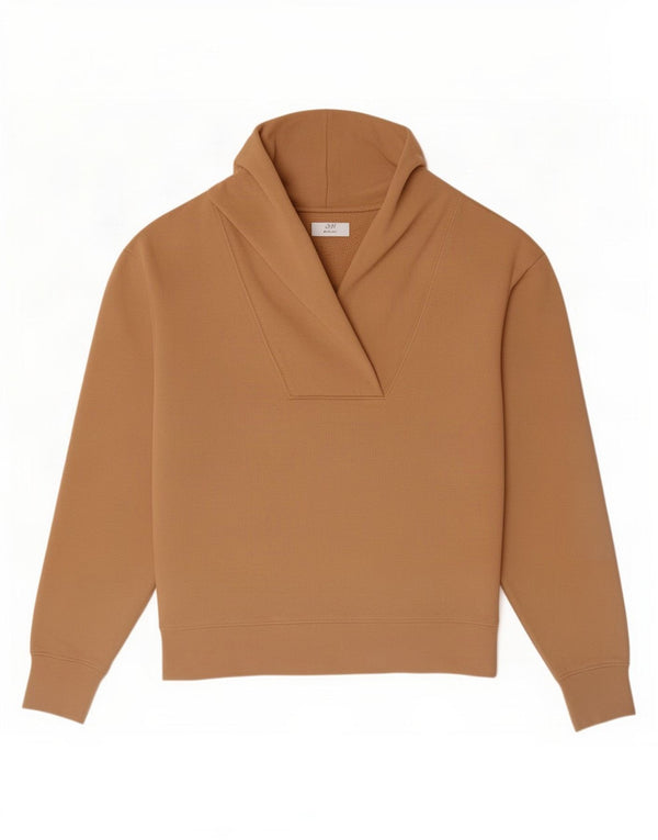 Suéter Zara feminino com gola xale e algodão 14 algodão bege médio