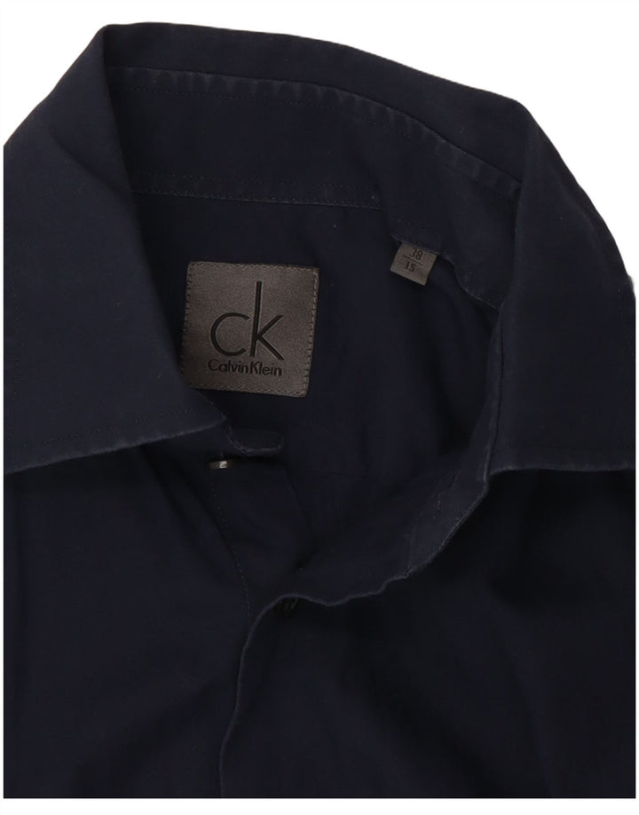 Camisa masculina Calvin Klein tamanho 38 15 algodão azul marinho médio