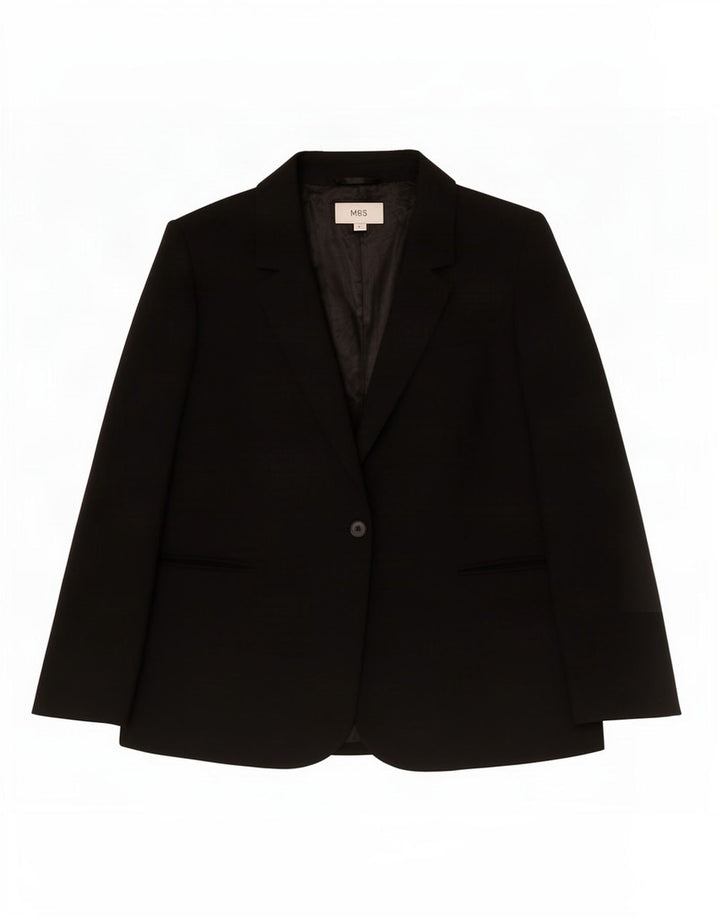 Jaqueta blazer feminina Marks & Spencer com 1 botão Reino Unido 18 XL preto poliéster