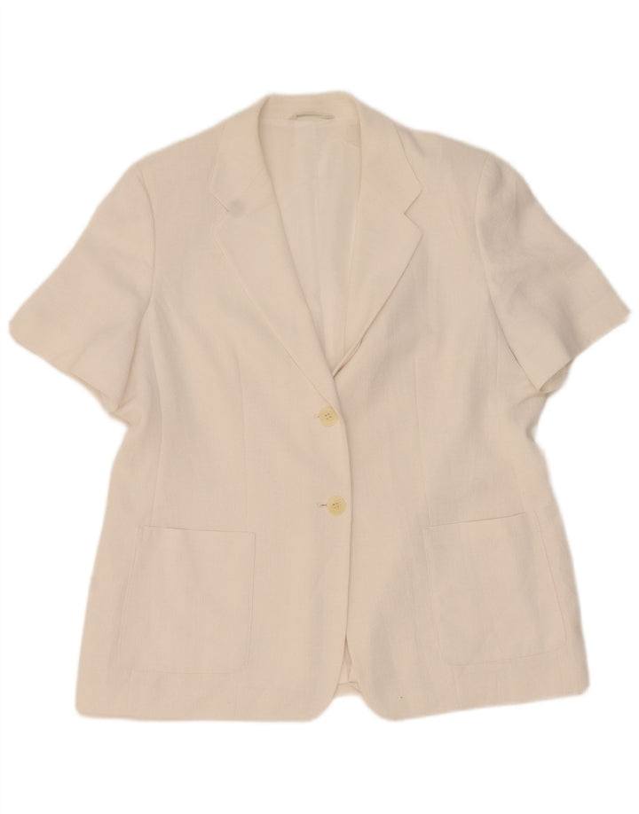 Jaqueta blazer feminina de manga curta com 2 botões da Marks & Spencer Reino Unido 20 2XL branca