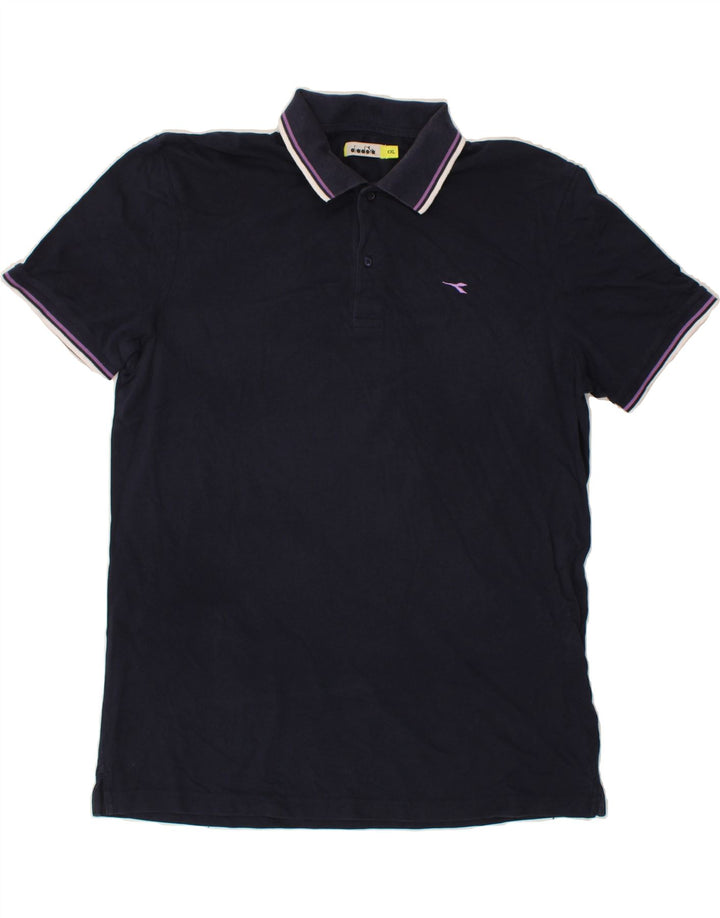 DIADORA Mens Polo Shirt 2XL Navy Blue Cotton Vintage Diadora and Second-Hand Diadora from Messina Hembry 