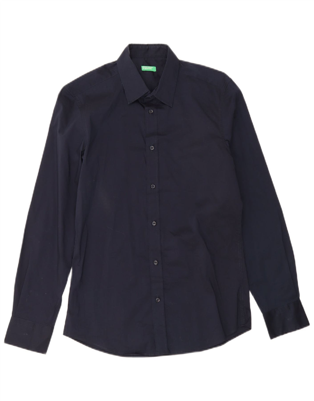 Camisa masculina Benetton pequena algodão azul marinho