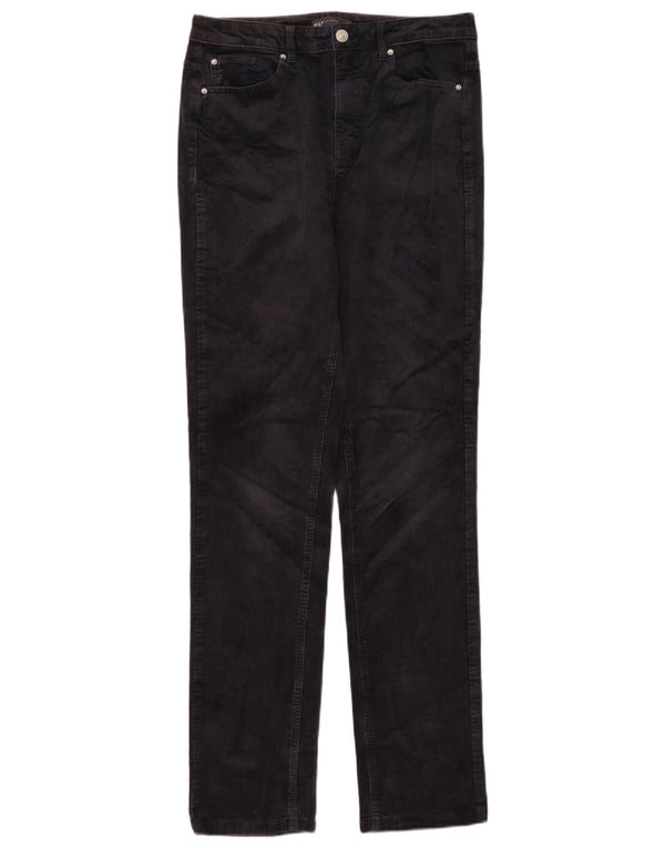 Calça feminina de veludo Marks & Spencer Reino Unido 12 médio W30 L33 azul marinho