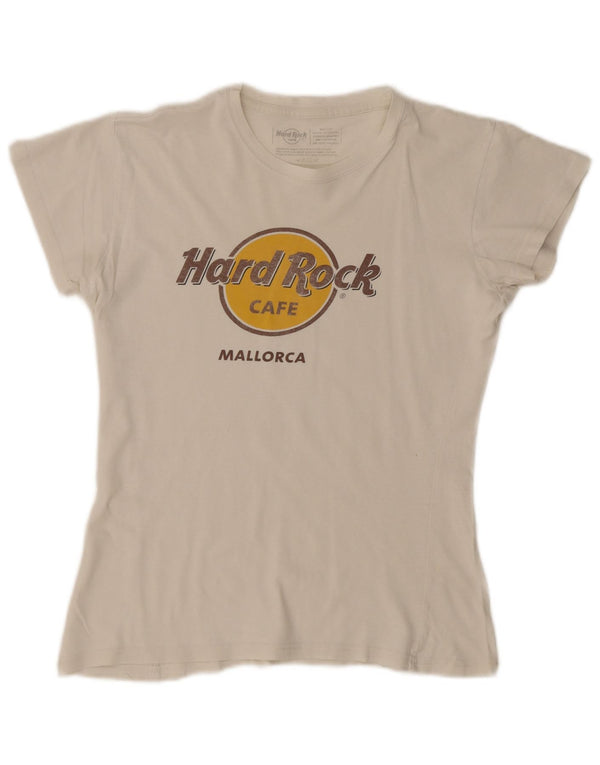 Hard Rock Cafe Womens Mallorca Graphic T-Shirt Top UK 14 Medium White
