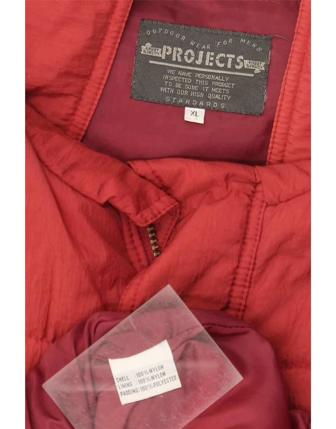 Colete acolchoado gráfico masculino vintage UK 42 XL vermelho nylon